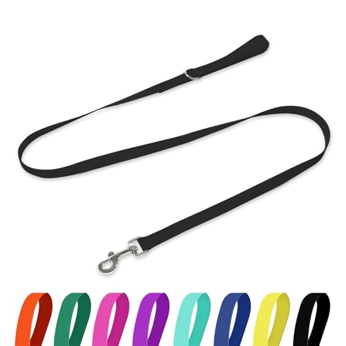 Kidding Pets Waterproof Dog Leash, 5/6 FT Durable Odor-Proof Dog Leashes with Strong Metal Hooks Fits Small Medium or Large Dogs (Black, 6FT - 1 inch Width)