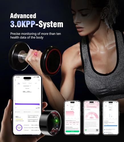 Image of 8.0 Smart Ring and Charging Case【Industry First - 0 Measurement Error】【IP68 Waterproof】 2025 Smart Ring for Women & Men for Sleep Tracking Wearable Device,Fitness Ring Black 8#