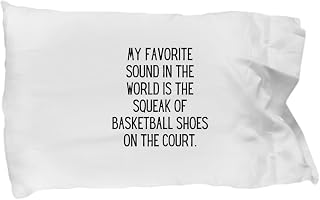 EzGift My Favorite Sound in The World is The Squeak of Basketball Shoes On The Court Funny Basketball Mom Pillowcase Gift Quote Gag Pillow Cover Case 20x30