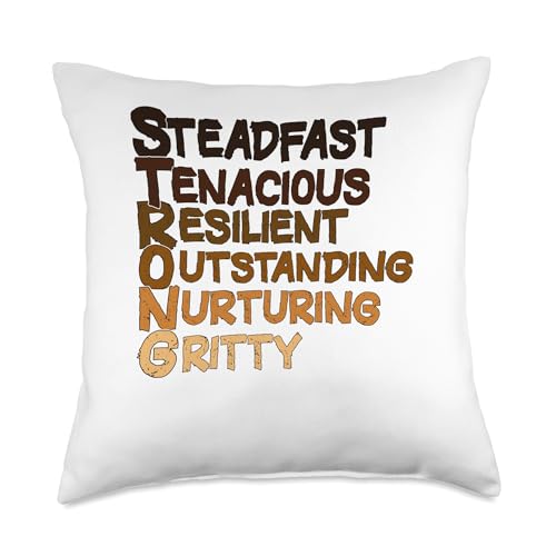 Strong Acronym Shades of Brown Skin Melanin Throw Pillow