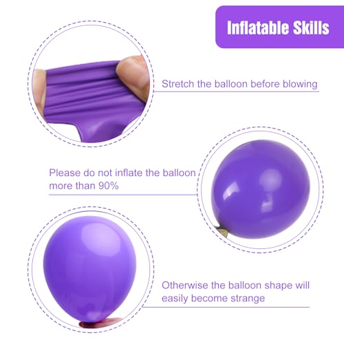 Image of RUBFAC 135pcs Purple Balloons, Latex Lavender Lilac Balloon Different Sizes 18 12 10 5 Inch for Garland Arch Birthday Baby Shower Anniversary Wedding Masquerade Party Decoration