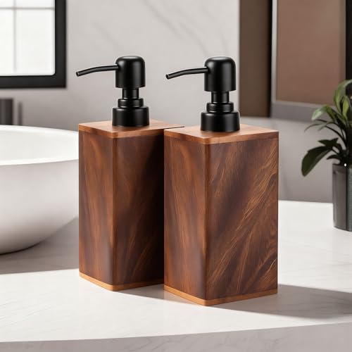 AUSAULAC Solid Wood Soap Dispenser for Bathroom,Kitchen –Wooden Refillable Hand