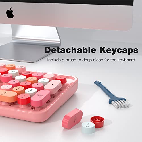 Image of MOFII Wireless Keyboard and Mouse Combo, Full Size Typewriter Keyboard with Multi-Media Function Keys and Number Pad for Office PC Computer Laptop Desktop Windows (Pink Colorful)