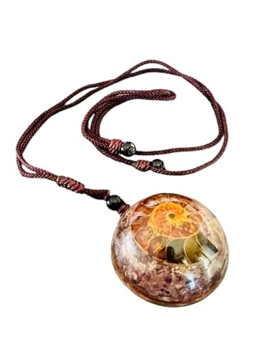 Ciondolo Orgonite Ametista in Pietra Naturale Ammonite Fossile Yoga Meditazione