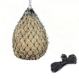 HERKINDNESS Red de Heno para Caballos, Red de Heno Negro, Red de Heno de Malla Estrecha con Anillo de Sujeción, Mejora la Digestión y la Alimentación Uniforme, Apto para Caballos Burros Ovejas