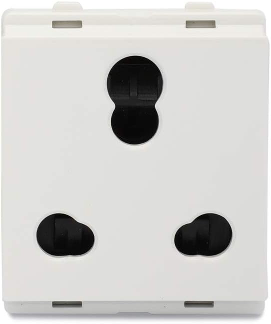 P2106 Livia-10A/16A 3 Pin Socket with Shutter - White (Pack of 10)