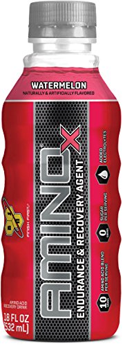 BSN Amino X Endurance & Recovery Drink with 10 Grams of Aminos Per Serving, Watermelon, Convenient Ready to Drink Bottles, 12 Count
