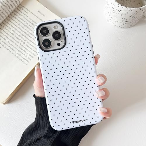 branple Compatible with iPhone 15 Case, Simple Cute Aesthetic Polka Dot Pattern with Shockproof Soft TPU and Hard PC Protective Phone Case for Women Designed for iPhone 15 6.1"-White by branple - Used condition - Image 4