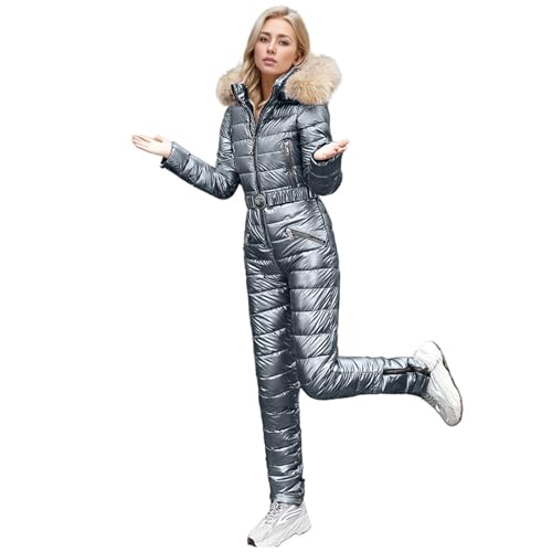 Combinaison de ski femme grand col vêtement d'hiver matelassé et chaud pour la montagne