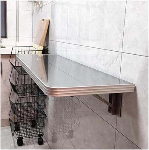 JKAVMPPT Mesa Plegable de Pared de Acero Inoxidable, Mesa abatible Multifuncional, Escritorio for computadora, estación de Trabajo con Soporte, Resistente for Espacios pequeños (Size : 80 * 40cm)