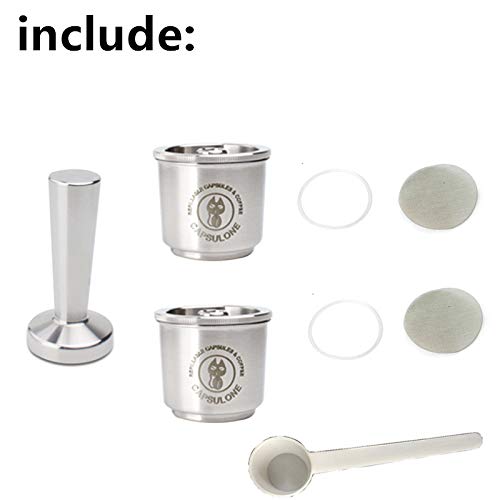 Capsulone Refillable Coffee Capsule Reusable Filter Capsule Pod Fit For Illy X1 X7 X9 Y1 Y3 Y5 Y9 Machine 2Capsule+1Tamper #TOP1