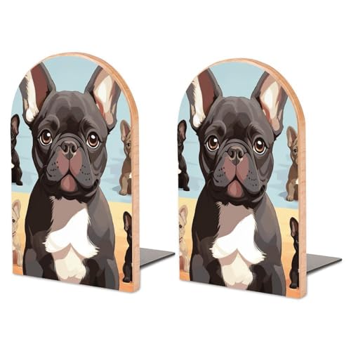 French Bulldog Dog Cute Bookends for Shelves Set of 2, Large Book Ends Heavy Duty Book Organizers Universal Economy Book Stands for Heavy Books Home Office Library Kitchen