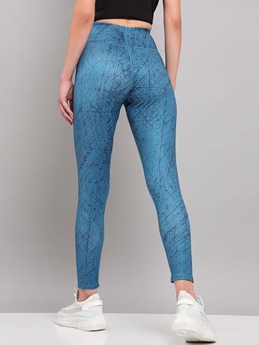 Image of TECHNOSPORT Womens Skinny Fit Activewear Tights for Running, Gym, Sports and Regular Use, Antimicrobial and Printed