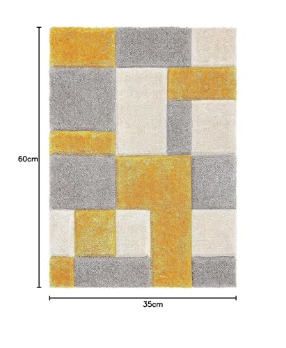 Carpet for Living Room and Bedroom Handmade Microfiber Cozy Super Soft & Plush Fluffy Shaggy Rugs for Living Room 3x5 Feet Small Carpet Grey Yellow - Image 4