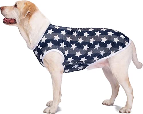 Camiseta de verano para mascotas, pijama transpirable, ropa antipelo para perro, ropa de enfriamiento con protector solar, chaleco adecuado para perros grandes y medianos, 34/5XL (azul marino)