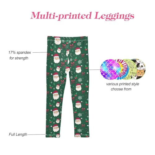 CaTaKu Girls Leggings Santa Head Christma Holly Leggings for Girls Kids Athletic Workout Yoga Pants Size 4-10T4