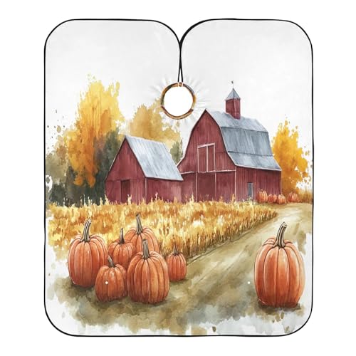 Capa impermeable profesional para corte de cabello Pumpkin Field con cierre ajustable de broche para estilismo y peluquería miniatura 2