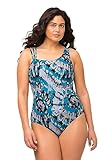 modischer Batikdruck Ulla Popken, Damen, große Größen, Badeanzug, Batik, Softcups, Dreierträger