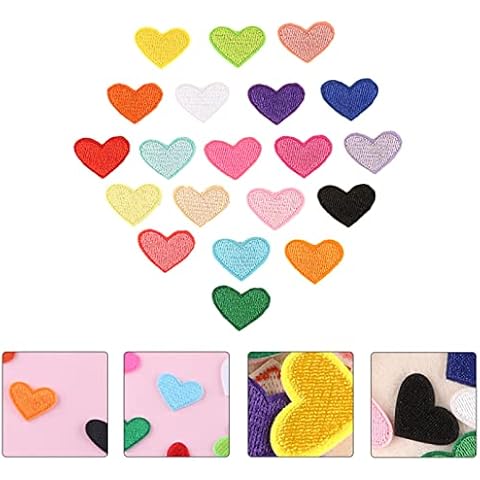 20 Pieces Embroidered Patches Heart Iron on Patches Heart Sew on Patch Custom Patches Garment Embellishments for DIY Jeans Jacket Bag Arts Craft Clothing Repairing Decors Cover