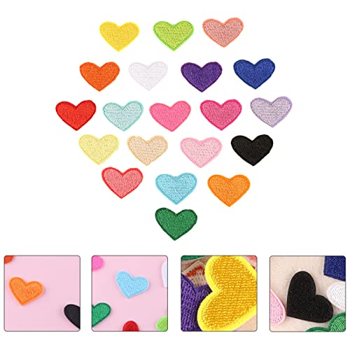 AONAT 20 Pièces Patch Thermocollant Mini Écusson Thermocollant Mini Patchs Coeur Colorés pour vêtements, jeans, vestes, chapeaux, sacs à dos, chaussures Embellissements Et Réparation