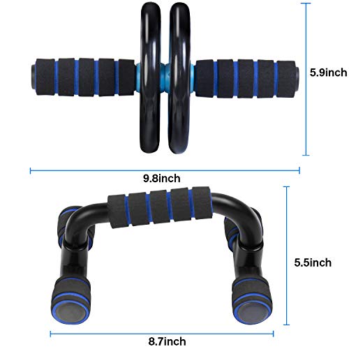 BOSWELL 6-in-1 AB Wheel Roller Kit AB Roller Pro with Push-UP Bar, Hand Griper, Pull Rope, Jump Rope and Knee Pad - Perfect Home Gym Portable Equipment for Men Women Exercise - Thumbnail 5