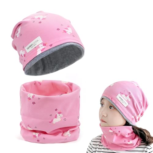 Augesak Mütze und Schlauchschal Kinder Set, Beanie Mütze & Loop Schal,...