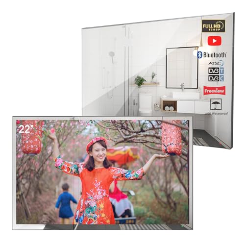 Soulaca 22 Inches Smart Mirror TV for Bathroom Android System, Wa...