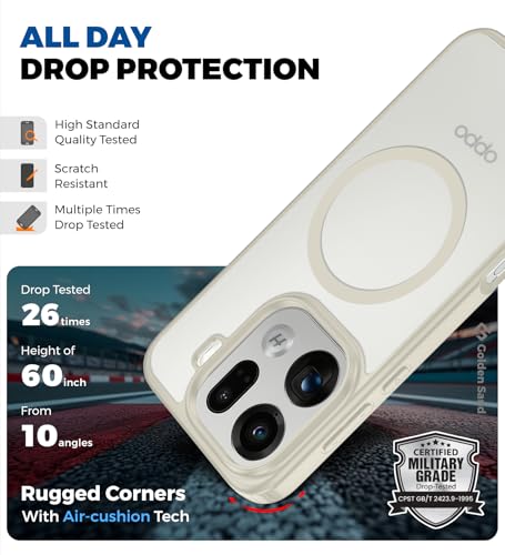 Image of Golden Sand Rugged Frosted MagSnap Back Cover Case for Oppo Find X9 Pro 5G | MagSafe Compatible, Strong Magnets | Semi Transparent PC Shock Proof Slim TPU Case for Oppo Find X9 Pro, (Silk Cream)