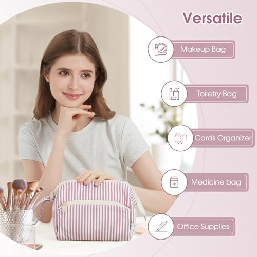 Image of Narwey Travel Makeup Bag Toiletry Bag, Wide Open Cosmetic Bag for Women