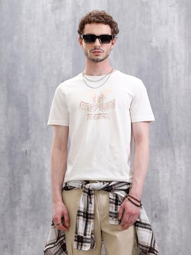 Image of WROGN Men's 180 GSM Pure Cotton T-Shirt | Graphic Print