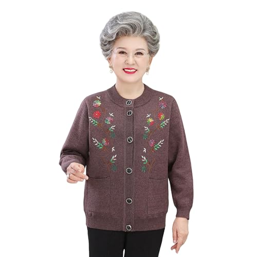 Cárdigan de punto grueso para mujer mayor ideal para paseos de invierno