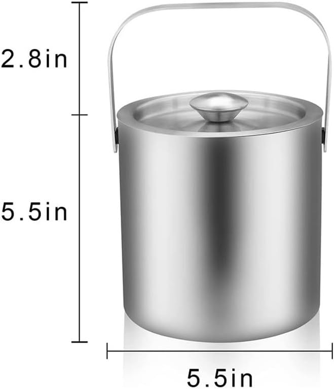 Stainless Steel Ice Bucket Double-layer Straight Bar Beer and Wine
