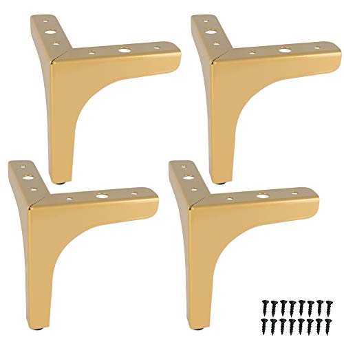 Image of 13cm Metal Furniture Sofa Legs Black Triangle Heavy Duty Chrome Couch Chair Ottoman Furniture Feet, 4 Pack (Gold)