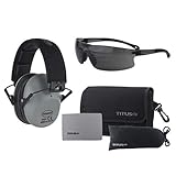 TITUS 2シリーズ G45 Z87+ 34 NRR スリムライン 聴覚保護 スポーツスタイル 安全メガネコンボ (グレー スモーク)