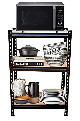 Image of 36 * 24 * 12 Inches 3 Shelves Black Matte Finish Adjustable Shelving Unit Storage Display Rack Steel Boltless Rivet Rack