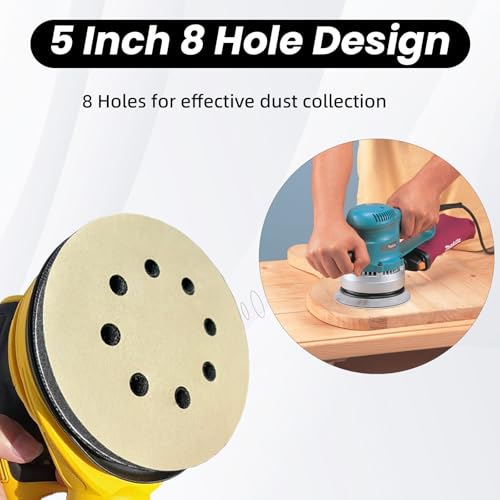 70PCS 5 Inch Sanding Discs, Headlight Restoration Kit Hook and Loop Sanding Pads, 8Hole Wet Dry Sandpaper with 2PCS Interface Pads for Automotive Wood Metal Polishing 600 to 10000 Grits - Thumbnail 4