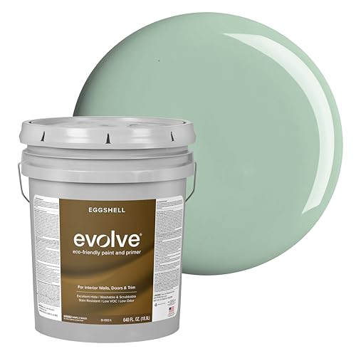 EVOLVE Paint & Primer: Environment-friendly, Low Sheen with One-coat Coverage for Interior & Exterior surfaces (Seafoam Green, 5-Gallon)