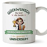 bandoneones usados en venta  MUGFFINS Tazas para BANDONEONISTA mujer - En Alemán - Bester im Universum, Trophäe - 11 oz / 330 ml - Regalo original y divertido