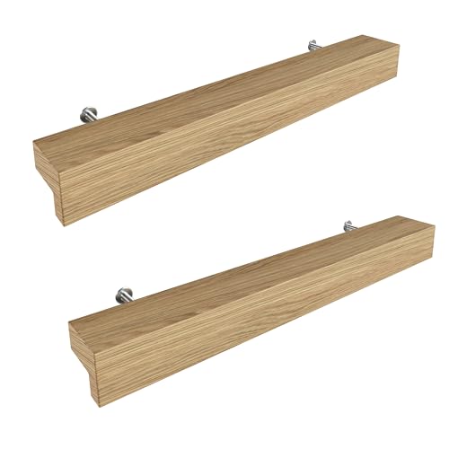 Sossai Lot de 2 poignées de meubles en chêne | GAH01 | entraxe trous 128 mm, longueur 188 mm, 2 pièces