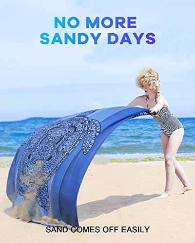 Dikuer Microfiber Oversized Beach Towel With Towel Band, 75" X 35" Large Sand Free Beach Towel, Quick Dry Super Absorbent Lightweight Camp Swim Pool Towels Blanket For Adults, Kid-Sea Turtle #TOP2