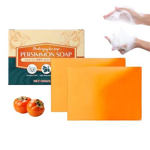 Clawrex Presimmon Soap, 2 unidades de jabón natural de caqui, jabón de caqui, para hombres y mujeres, elimina el olor corporal, limpieza profunda