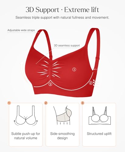 Image of Popilush Wireless Bras for Women Seamless Supportive Bra Full Coverage Comfortable Bralettes with Wide Strap