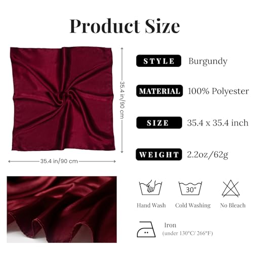 35" Square Silk Like Head Scarf Bandanas for Women Satin Scarves for Hair Wrapping and Sleeping at Night3