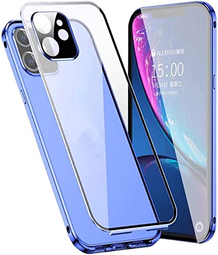 Étui magnétique iPhone 12 coque protection intégrale verre bleu 6.1