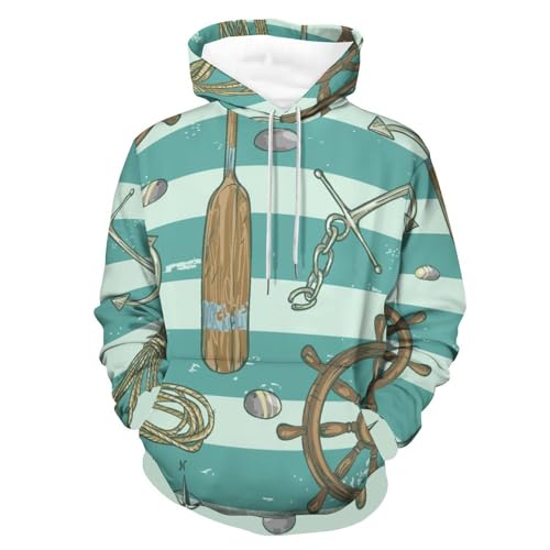 Hoodie outils nautiques unisexe sweat à capuche imprimé pour homme et femme taille S