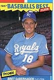 1987 Fleer Baseball's Best Sluggers vs Pitchers #36 Bret Saberhagen Kansas City Royals Official Baseball Card in Raw (NM or Better) Condition