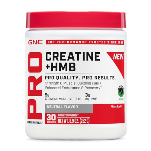 GNC Pro Performance Creatine Monohydrate + HMB, Strength and Muscle Building Fuel with 5G of Creatine Monohydrate and 3g of MyHMB (30 Servings)