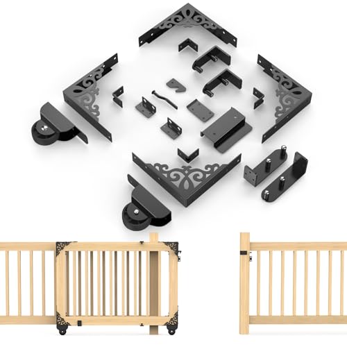 MOFEEZ Sliding Gate Kit Decorative Rolling Gate Hardware Kit Heavy Duty for Smooth Quiet Sliding Operation