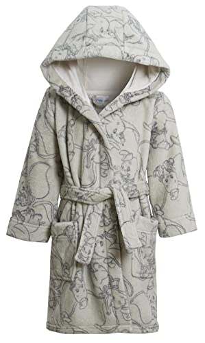 Disney Bata de baño con capucha para bebés y niños, unisex, diseño de elefante, color gris, gris, 18 Meses