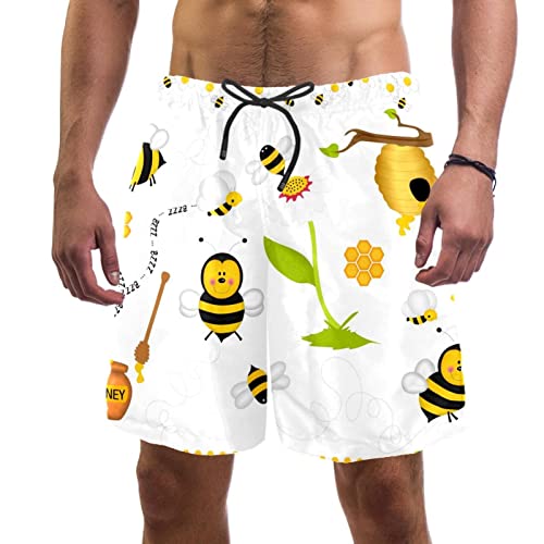 Maillots de bain pour hommes JDEZ imprimé fleurs d'abeilles pour la plage